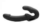 Черный безремневой страпон Urge Silicone Strap On с пультом ду - 24 см. - фото, цены
