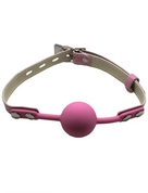 Розовый силиконовый кляп-шарик с фиксацией и замочком - фото, цены