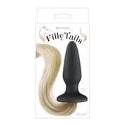 Чёрная анальная пробка с хвостом цвета блонд Filly Tails Palomino - фото, цены
