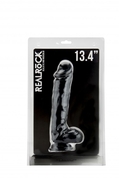 Чёрный фаллоимитатор Realistic Cock 13,4 With Scrotum - 34 см. - фото, цены