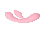Нежно-розовый вибратор Dual Fulfill Bunny с клиторальным стимулятором - 20,5 см. - фото, цены