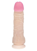 Реалистичный фаллоимитатор с розовой головкой - 21 см. - фото, цены