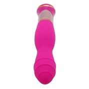 Ярко-розовый вибратор с ротацией Ecstasy Deluxe Rippled Vibe - 20 см. - фото, цены