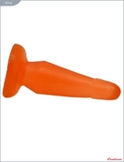 Оранжевая изогнутая анальная пробка из геля - 13 см. - фото, цены