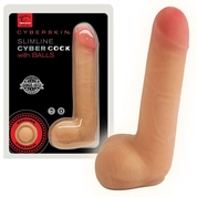 Реалистичный фаллоимитатор CyberSkin SlimLine CyberCock with Balls Light - 18 см. - фото, цены