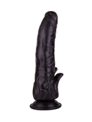 Чёрный фаллоимитатор с клиторальными лепестками - 18,5 см. - фото, цены