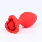 Красная анальная пробка Сердечко - 7,3 см. - фото, цены