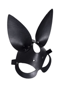 Черная кожаная маска с ушками зайки - фото, цены