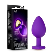 Фиолетовая анальная пробка Bling Plug Medium с золотистым стразом - 8,3 см. - фото, цены