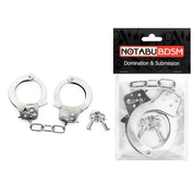 Серебристые металлические наручники на сцепке с ключиками - фото, цены