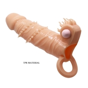 Телесная удлиняющая вибронасадка Penis Sleeve Connor - 17 см. - фото, цены