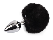 Серебристая анальная втулка с заячьим хвостиком Frolics Fur Tail Butt Plug - фото, цены