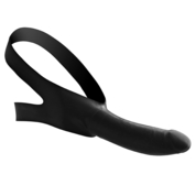 Черный кляп-страпон Masters Mini Face Fuck Strap-On - 14 см. - фото, цены