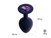 Черничная анальная пробка с фиолетовым кристаллом Gamma M - 8,1 см. - фото, цены