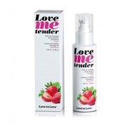 Съедобное согревающее массажное масло Love Me Tender Strawberry с ароматом клубники - 100 мл. - фото, цены