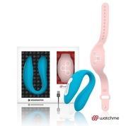 Голубой вибратор для пар с нежно-розовым пультом-часами Weatwatch Dual Pleasure Vibe - фото, цены