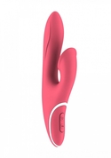 Розовый вибратор Hiky Rabbit с клиторальным отростком с функцией всасывания - 23 см. - фото, цены