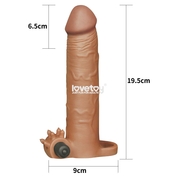 Коричневая вибронасадка-удлинитель на пенис Add 3 Pleasure X Tender Vibrating Penis Sleeve - 19,5 см. - фото, цены