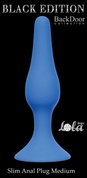 Синяя анальная пробка Slim Anal Plug Medium - 11,5 см. - фото, цены
