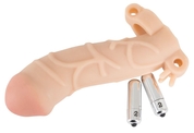 Закрытая телесная насадка на пенис с двумя виброэлементами - фото, цены