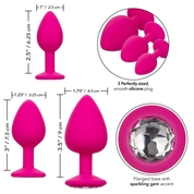 Набор из трёх розовых анальных пробок с кристаллом Cheeky Gems - фото, цены
