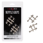 Серебристые металлические зажимы для сосков Crossbar Nipple Vices - фото, цены
