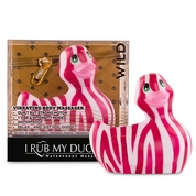 Вибратор-уточка I Rub My Duckie 2.0 Wild с розово-белым анималистическим принтом - фото, цены