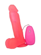 Розовый гелевый вибратор на присоске - 19 см. - фото, цены