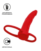 Красная насадка на пенис для двойного проникновения Black Red - 16,5 см. - фото, цены