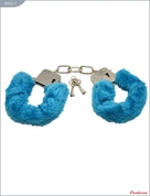 Металлические наручники с голубым мехом - фото, цены