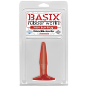 Маленькая красная анальная пробка Basix Rubber Works Mini Butt Plug - 10,8 см. - фото, цены