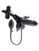 Черный страпон с ручным насосом Inflatable Vibrating 6 - 15,5 см. - фото, цены