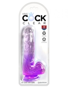 Фиолетовый фаллоимитатор с мошонкой на присоске 6’’ Cock with Balls - 17,8 см. - фото, цены
