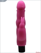 Розовый вибратор с дополнительной стимуляцией - 21,5 см. - фото, цены