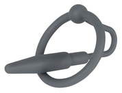 Серый уретральный плаг с силиконовым кольцом под головку Penis Plug - фото, цены