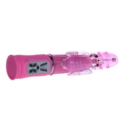 Розовый вибратор-бабочка с ротацией - 25,5 см. - фото, цены