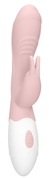 Розовый вибратор Juicy Rabbit со стимулятором клитора - 19,5 см. - фото, цены