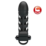 Черная насадка на пенис с вибропулей Penis Sleeve Ii - 18,8 см. - фото, цены