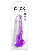 Фиолетовый фаллоимитатор с мошонкой на присоске 8’’ Cock with Balls - 22,2 см. - фото, цены