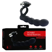 Черная вибронасадка для двойного проникновения Double Penetration Beads - фото, цены