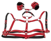 Красный комплект БДСМ-аксессуаров Harness Set - фото, цены