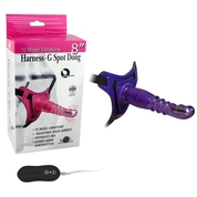 Фиолетовый страпон с вибрацией 10Mode Vibrations Harness-G spot Dong - 18,7 см. - фото, цены