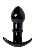 Черная стеклянная анальная втулка Sexus Glass с ограничителем - 11,5 см. - фото, цены