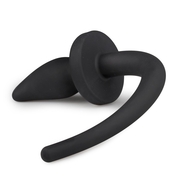 Черная изогнутая пробка Dog Tail Plug с хвостом - фото, цены
