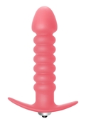 Розовая анальная пробка с вибрацией Twisted Anal Plug - 13 см. - фото, цены