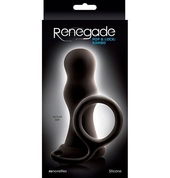 Черная анальная пробка с эрекционным кольцом Renegade Pop Lock Rambo - фото, цены