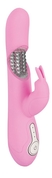 Нежно-розовый вибратор с клиторальным отростком The Intelligent Rabbit - 22,3 см. - фото, цены