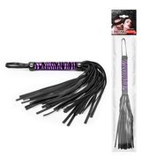 Черная многохвостовая плеть с круглой фиолетовой ручкой-зеброй - 39 см. - фото, цены