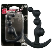 Чёрный анальный стимулятор с шариками Smiling Butt Plug - 8,9 см. - фото, цены