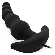 Чёрный анальный стимулятор Beads Style с вибрацией - 8,8 см. - фото, цены